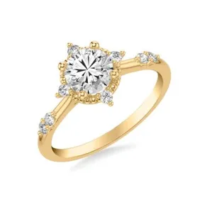 Vintage Accented Halo Round Engagement Ring