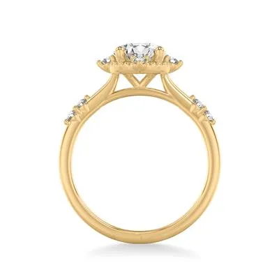 Vintage Accented Halo Round Engagement Ring