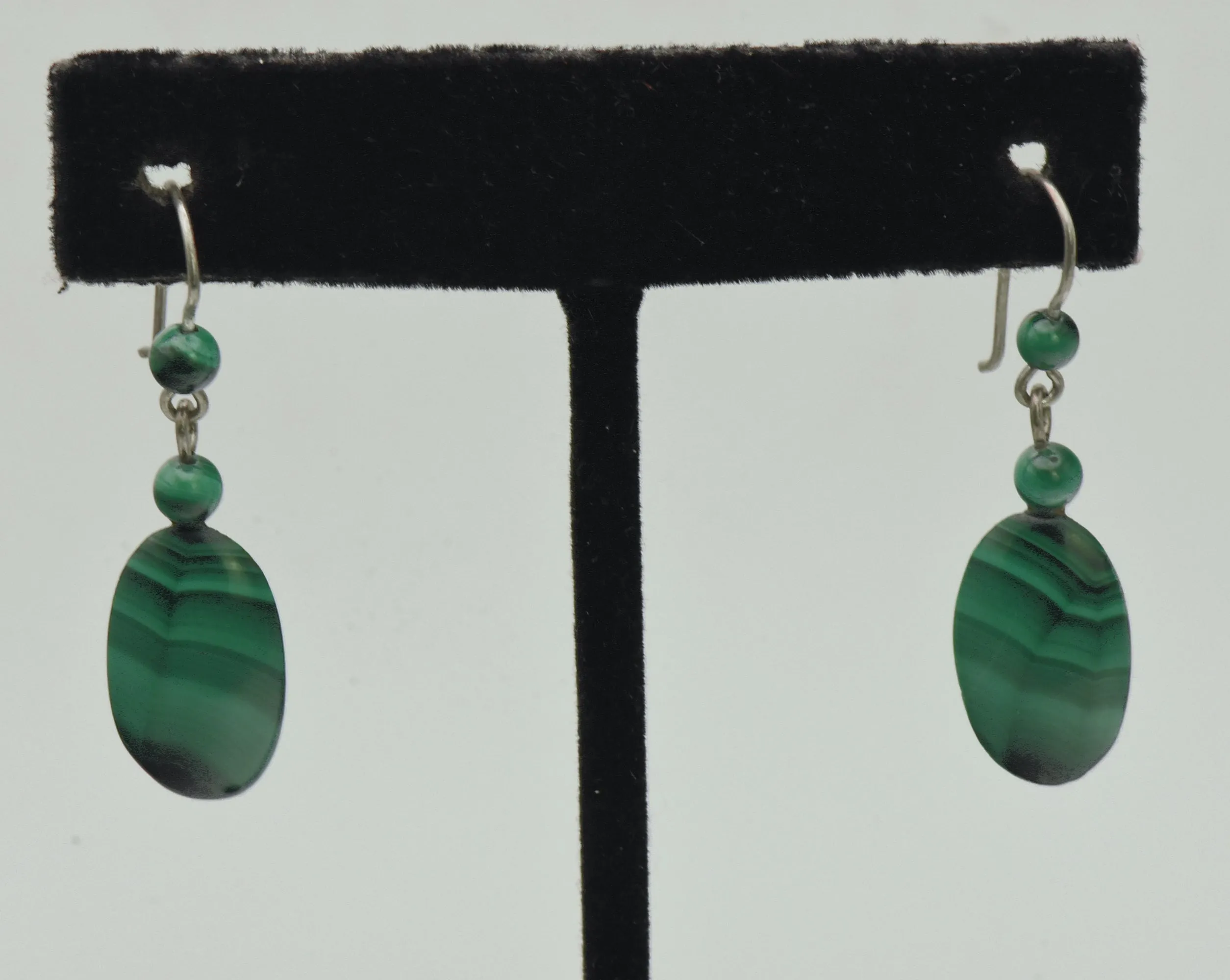 Vintage Handmade Malachite Dangle Earrings