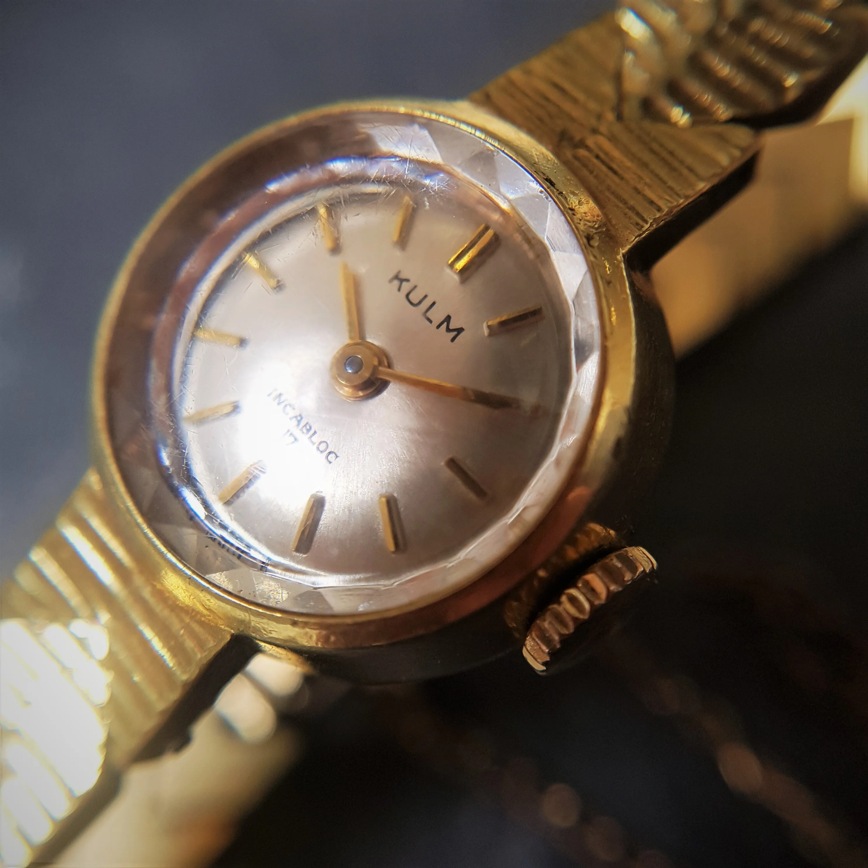 Vintage Women's KULM Gold Plated Petite Watch With Textured Bracelet