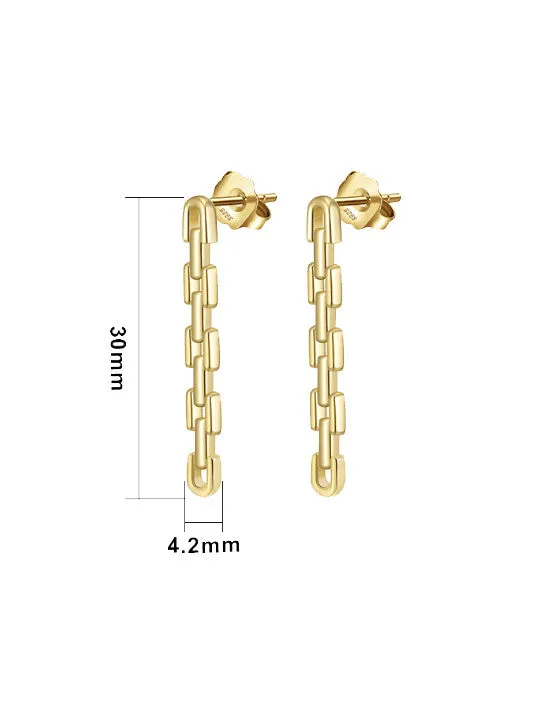 Watch Chain Earrings 18K Gold Plated Dangle Paperclip Dainty Drop Earrings - KESLEY