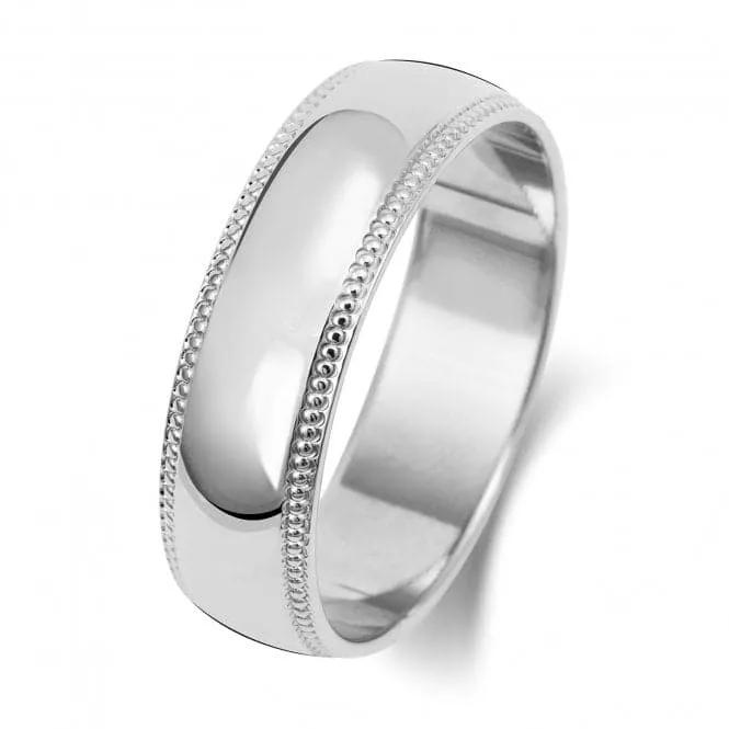 Wedding Band 18K D Shape Millgrain 6 mm-1.25 Wedding  Ring WQ186WM