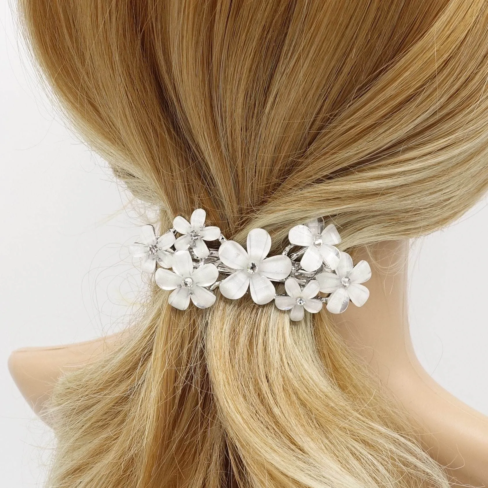 white flower hair barrette