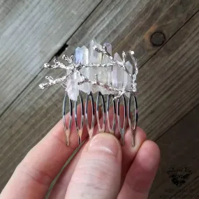 Winter Aura quartz hair comb