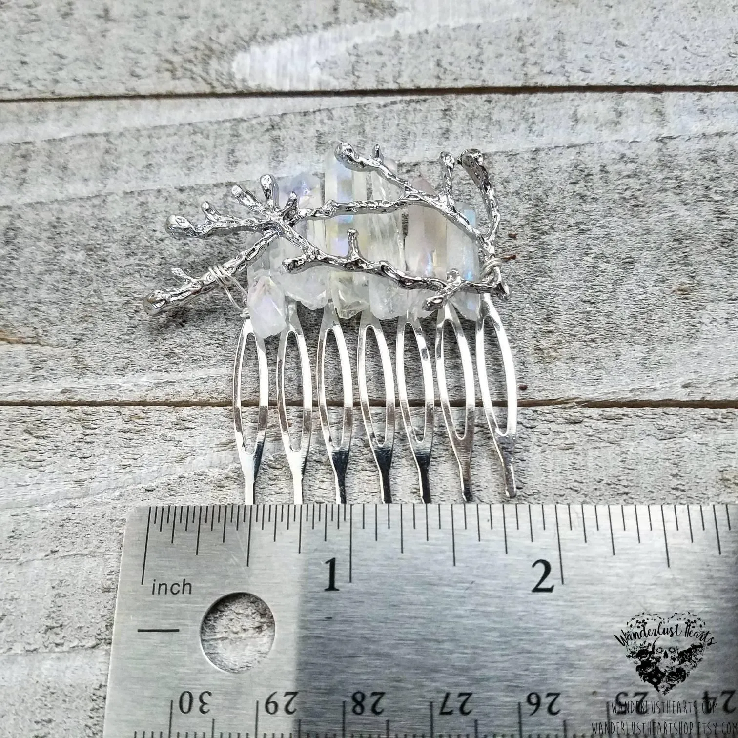 Winter quartz crystal hair comb