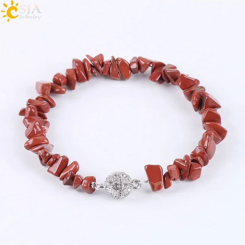 Women's Natural Gravel Bracelet Magnet Zircon Ball Buckle Irregular Energy Semi-precious Stone Bracelet