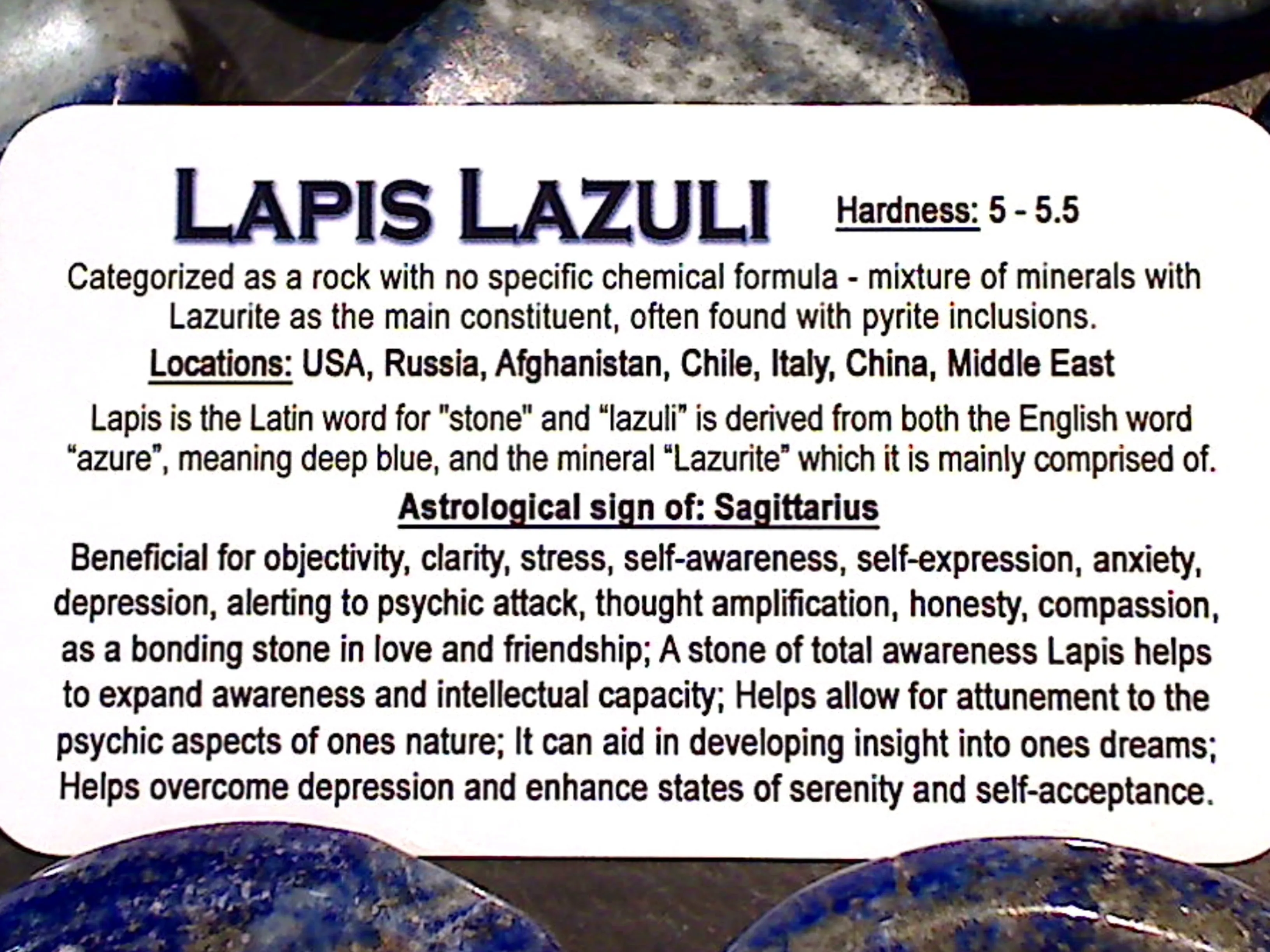 Worry Stone - Lapis Lazuli 2" x 1.5"