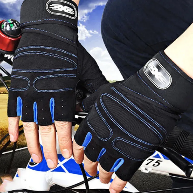 Wristband Lengthened Half Finger Gloves Wristband Training Fitness Sports Outdoor Riding Non-Slip Shockproof Men and Women Half