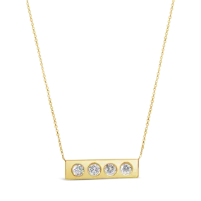 Yellow Gold & Diamond Bar Necklace