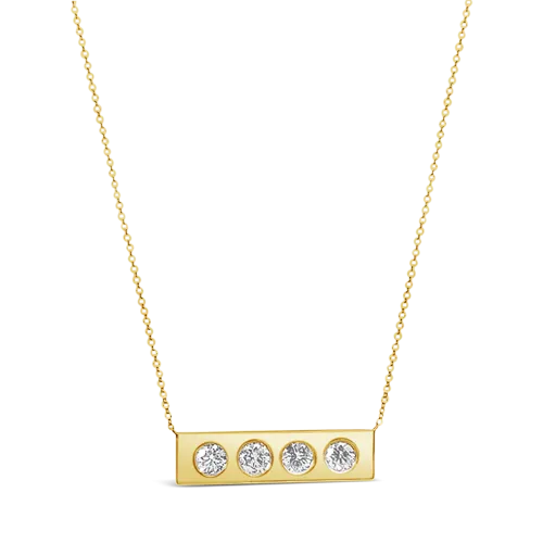 Yellow Gold & Diamond Bar Necklace