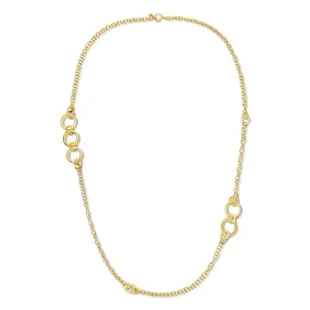 Yellow Gold Solo Chain Link Necklace with White Diamonds