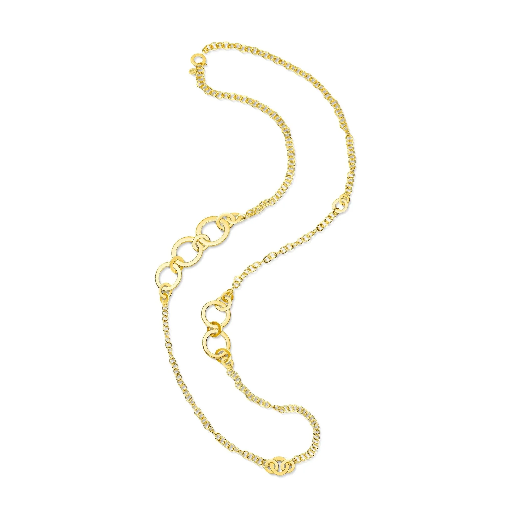 Yellow Gold Solo Chain Link Necklace with White Diamonds